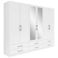 Drehtürenschrank Mit Schubladen 270 Cm Herford - Weiß, MODERN, Glas/Holzwerkstoff (270/210/54cm)