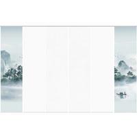 Flächenvorhang Vitnam 6er Set - Graublau/Weiß, Design, Textil (60/245cm)