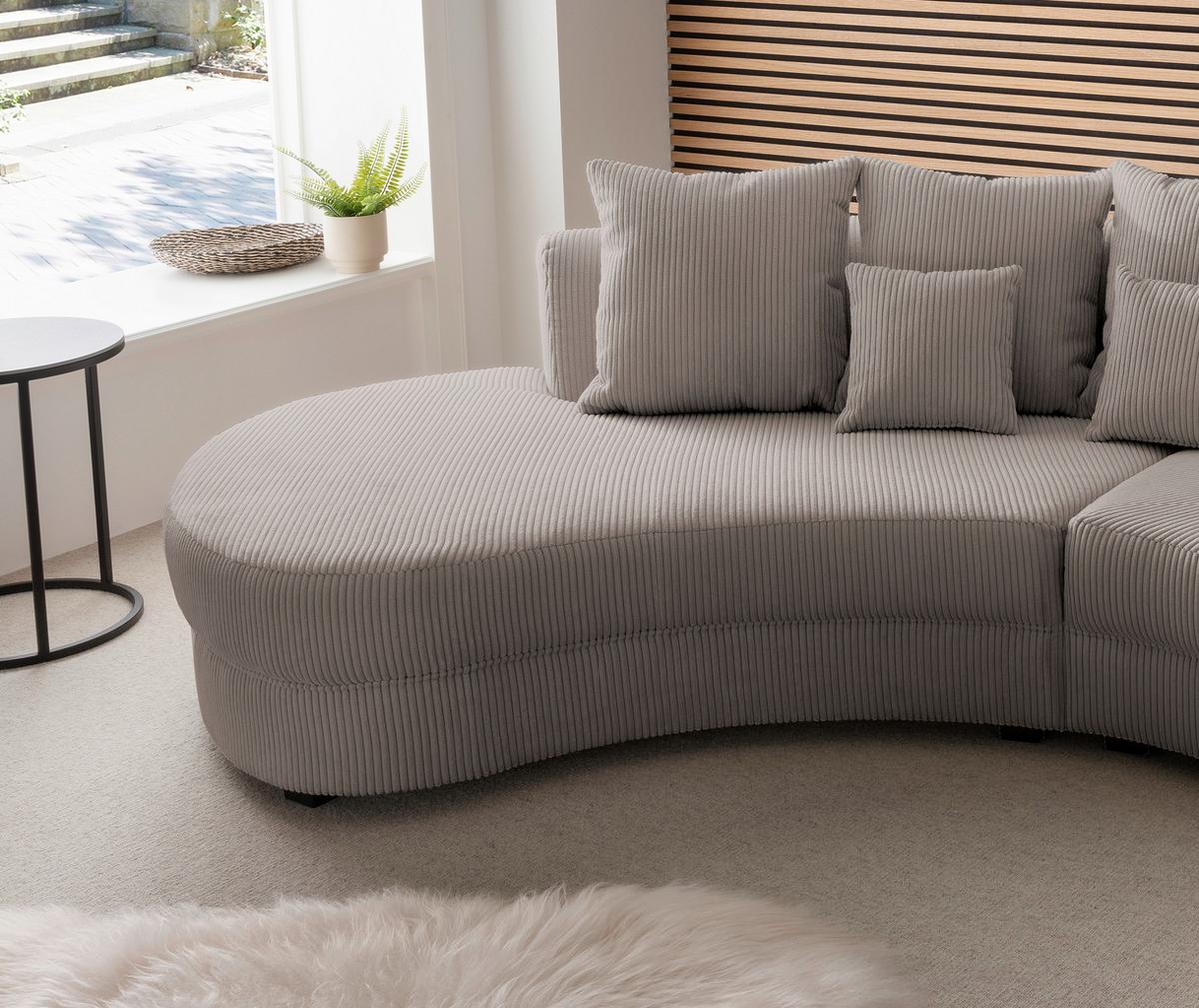 Wohnlandschaft Limoncello Graubraun S: 160/300 Cm - Graubraun/Schwarz, Design, Textil (160/300cm) - Livetastic