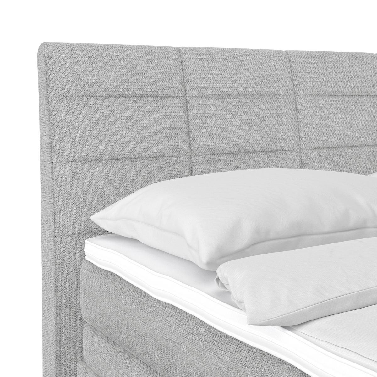 Boxspringbett Libra - Grauweiß/Schwarz, KONVENTIONELL, Textil (180/200cm)