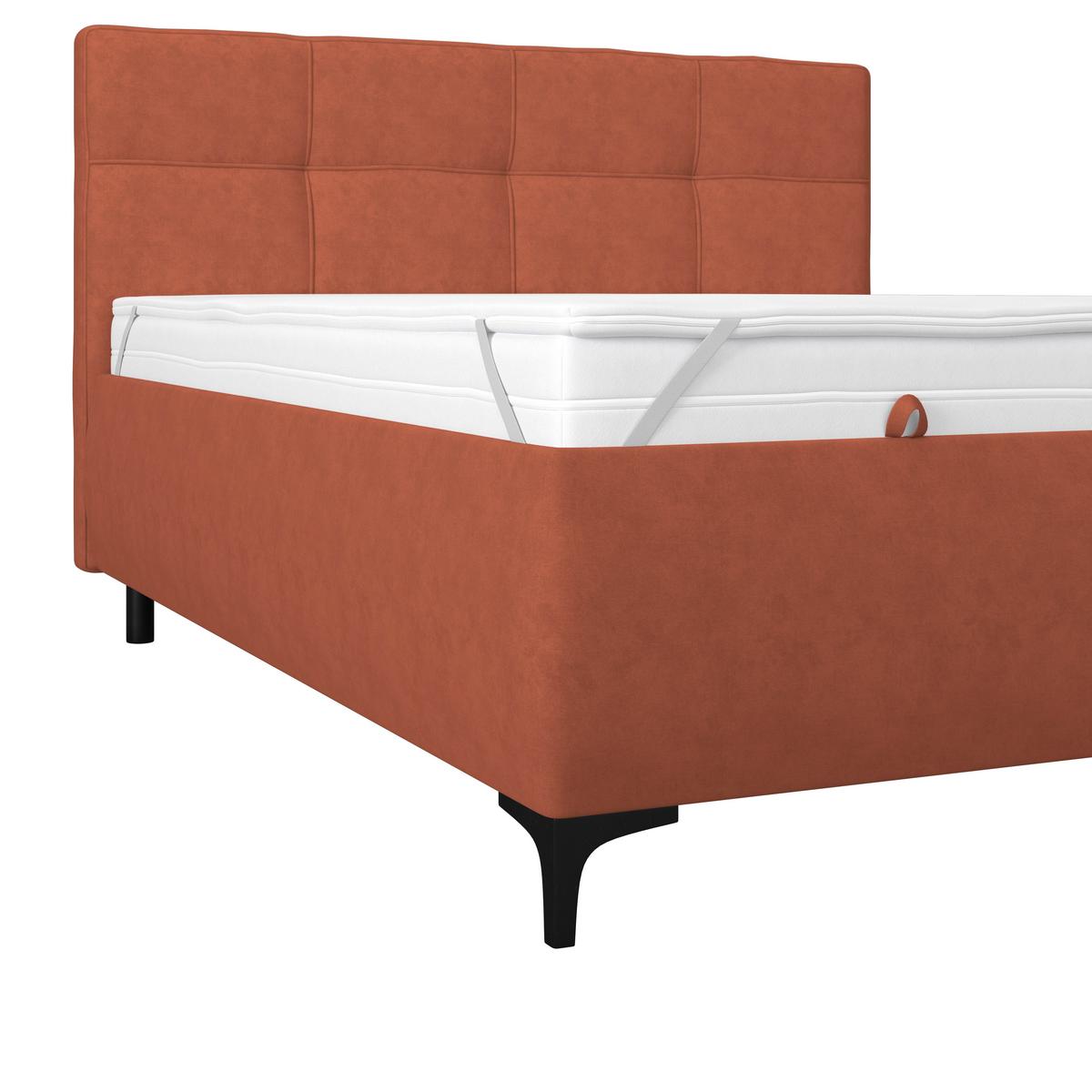 Polsterbett Zeni 140 - Rostfarben/Schwarz, KONVENTIONELL, Holz/Textil (140/200cm)