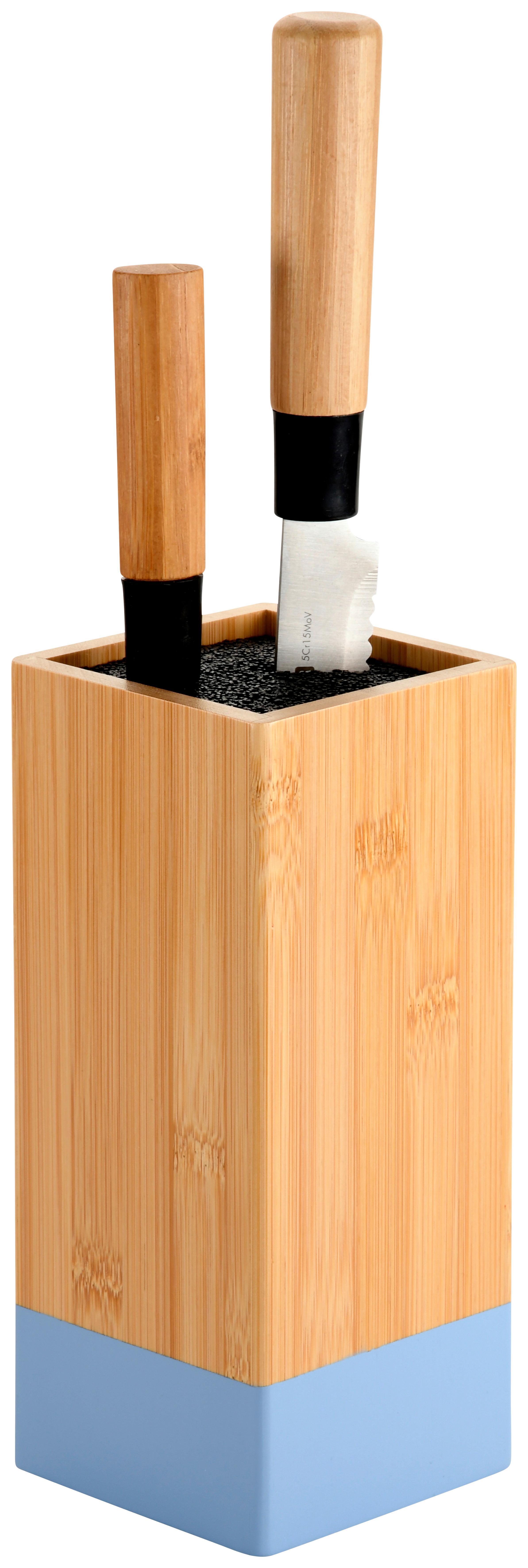 MESSERBLOCK HELLBLAU - Hellbraun/Hellblau, Basics, Holz/Kunststoff (10/10/23cm) - Kesper
