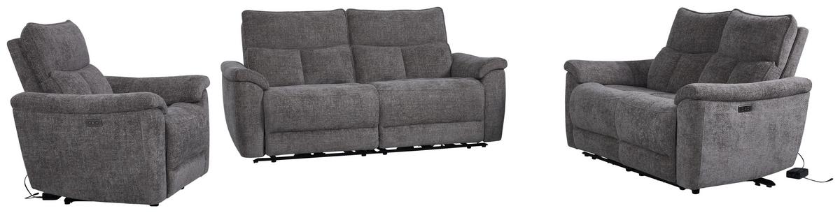 3-Sitzer-Sofa mit Relaxfunktion Tokio Grau - Grau, MODERN, Holz/Textil (200/96,5/102cm)
