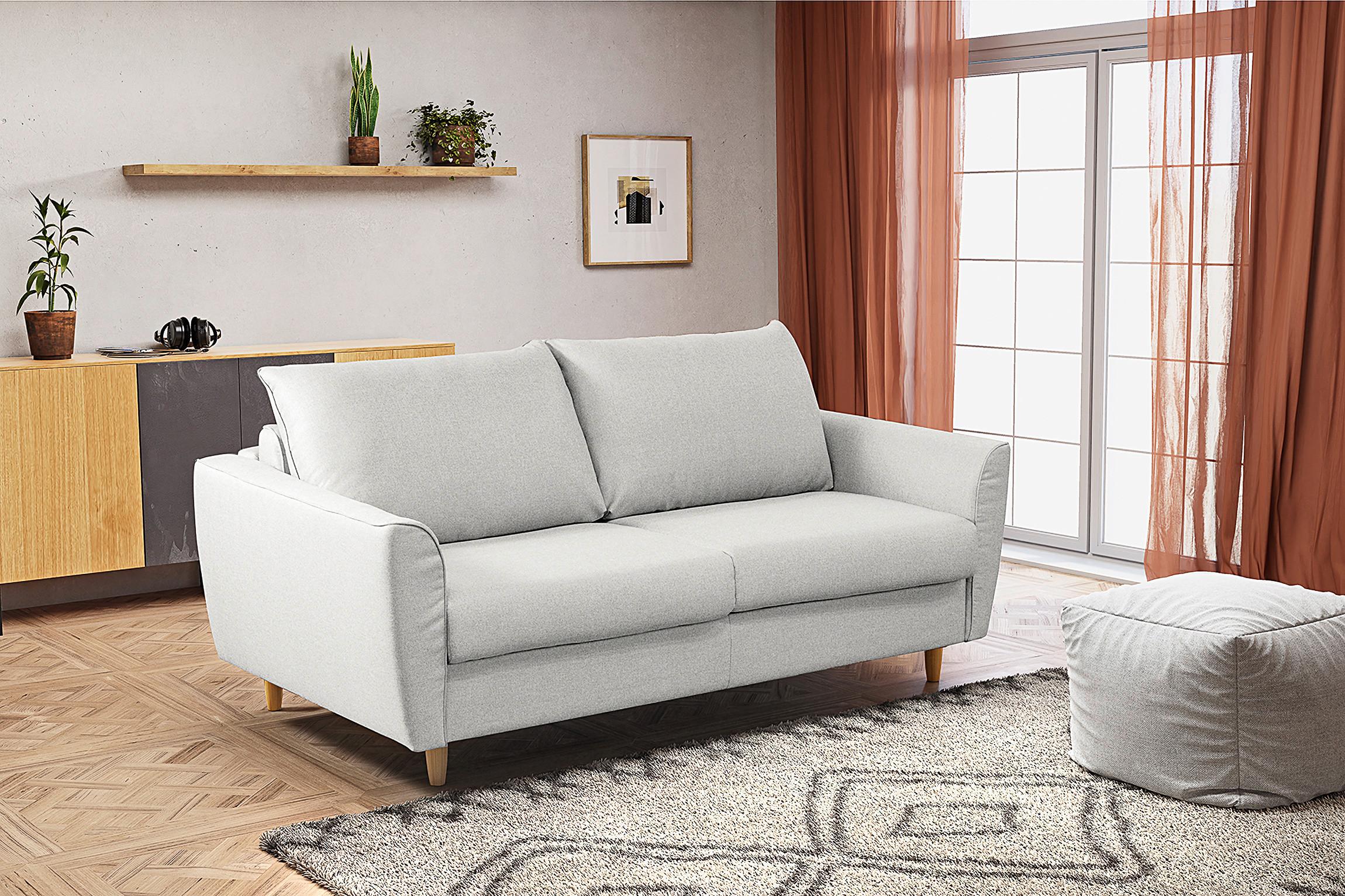 Schlafsofa Winter Grau B: 195 cm - Buchefarben/Grau, Design, Textil (195/90/102cm) - Livetastic
