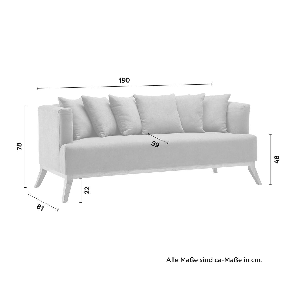 Trojmiestna pohovka s vankúšmi Mina sivá - sivá, Modern, drevo/textil (190/78/81cm) - Modern Living