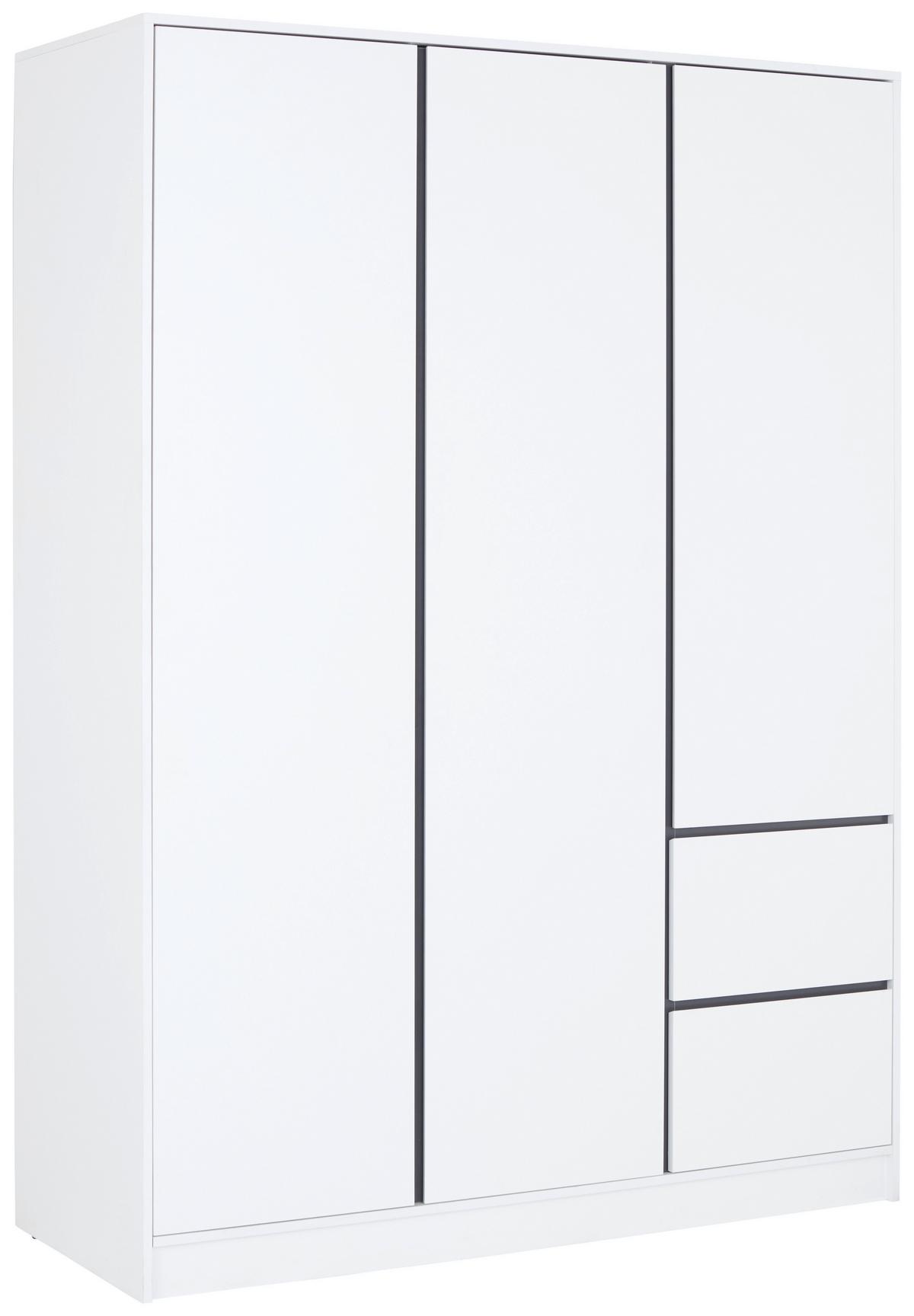 Drehtürenschrank 146,8cm Basit Weiß Dekor - Weiß, KONVENTIONELL, Holzwerkstoff (146,8/205,5/56,6cm)