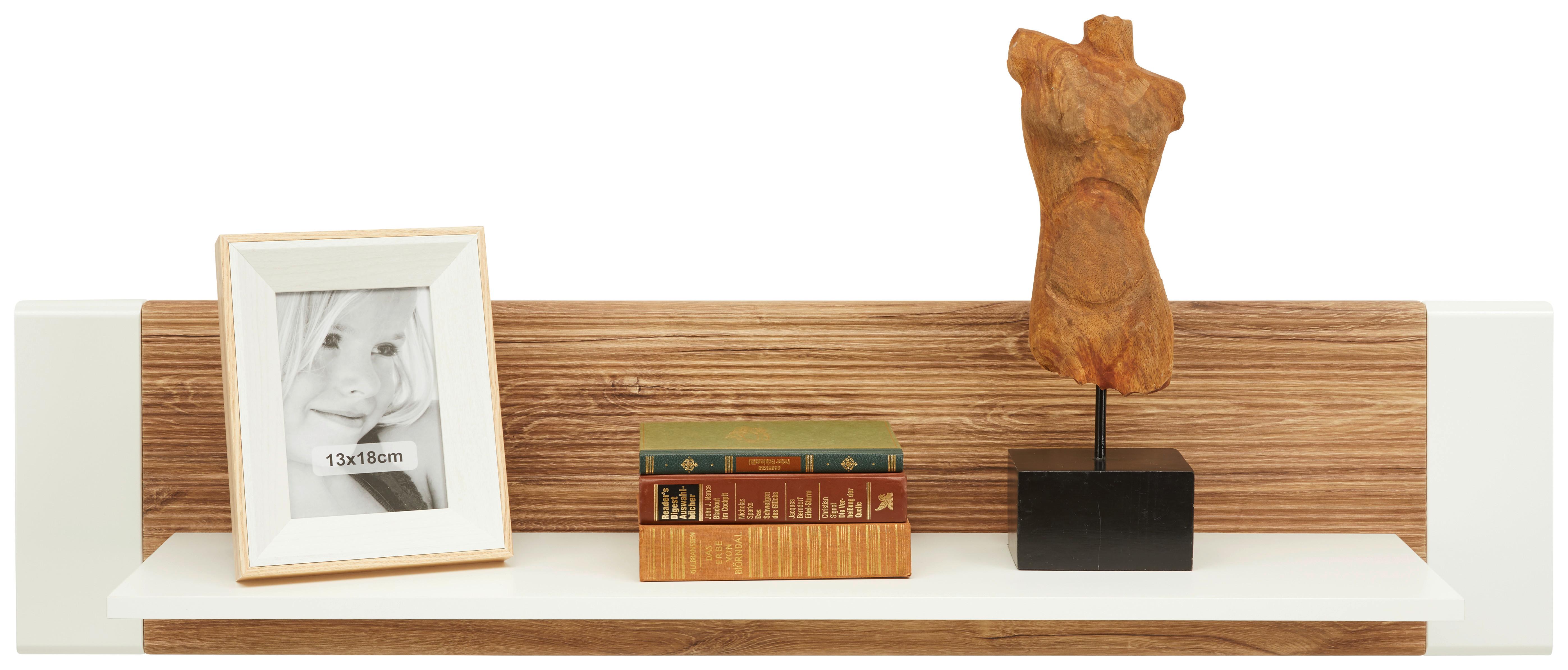 NÁSTĚNNÁ POLICE LEONARDO - bílá/barvy dubu, Moderní, kompozitní dřevo (120/28/24cm) - Mömax