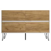 Sideboard Posseik Industrial Weiß/eichefarben B: 119 Cm - Eichefarben/Schwarz, Design, Holzwerkstoff (119/75/42cm) - P & B