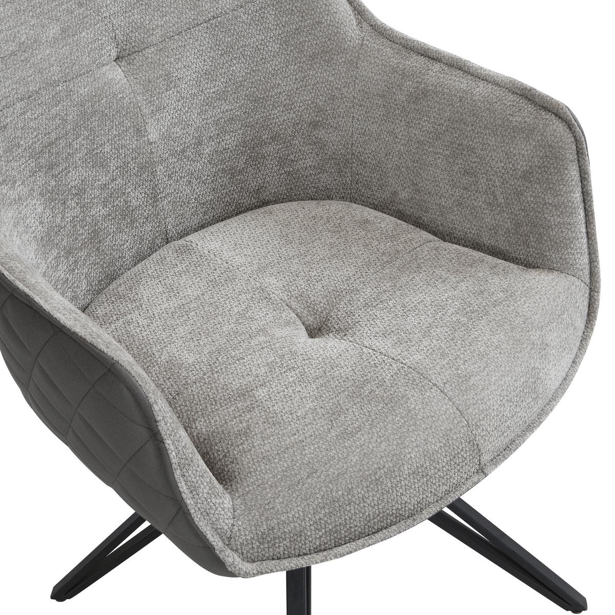 Armlehnstuhl Aurelia Dunkelgrau/Schwarz B: 57 cm - Dunkelgrau/Schwarz, MODERN, Textil/Metall (57/82/61cm) - Livetastic