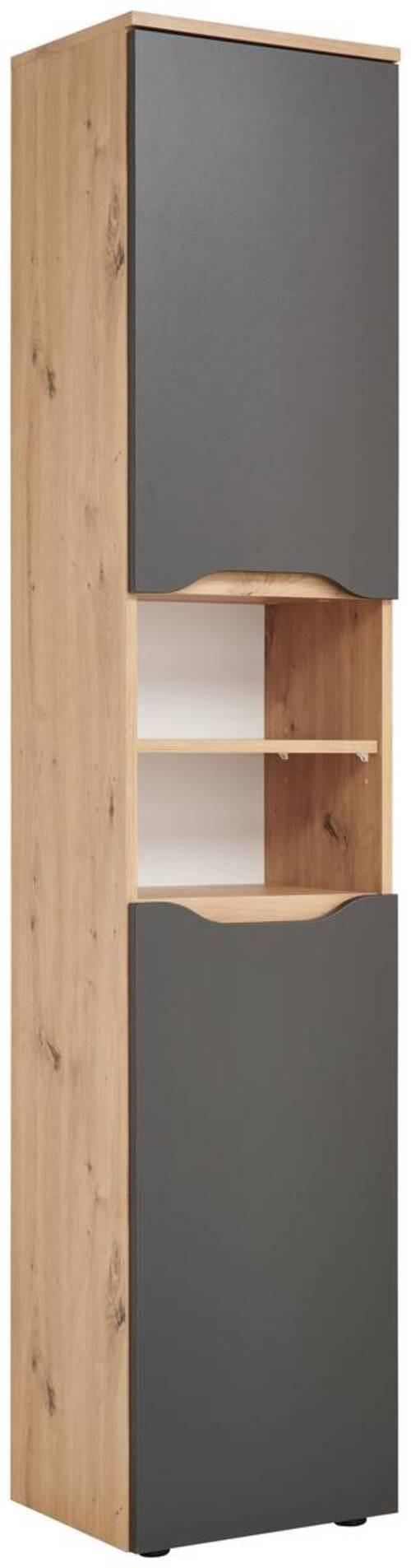 Hochschrank Mit Türdämpfung Giga B: 40 Cm, Eiche/anthrazit - Anthrazit/Schwarz, MODERN, Holzwerkstoff (40/190/32cm)