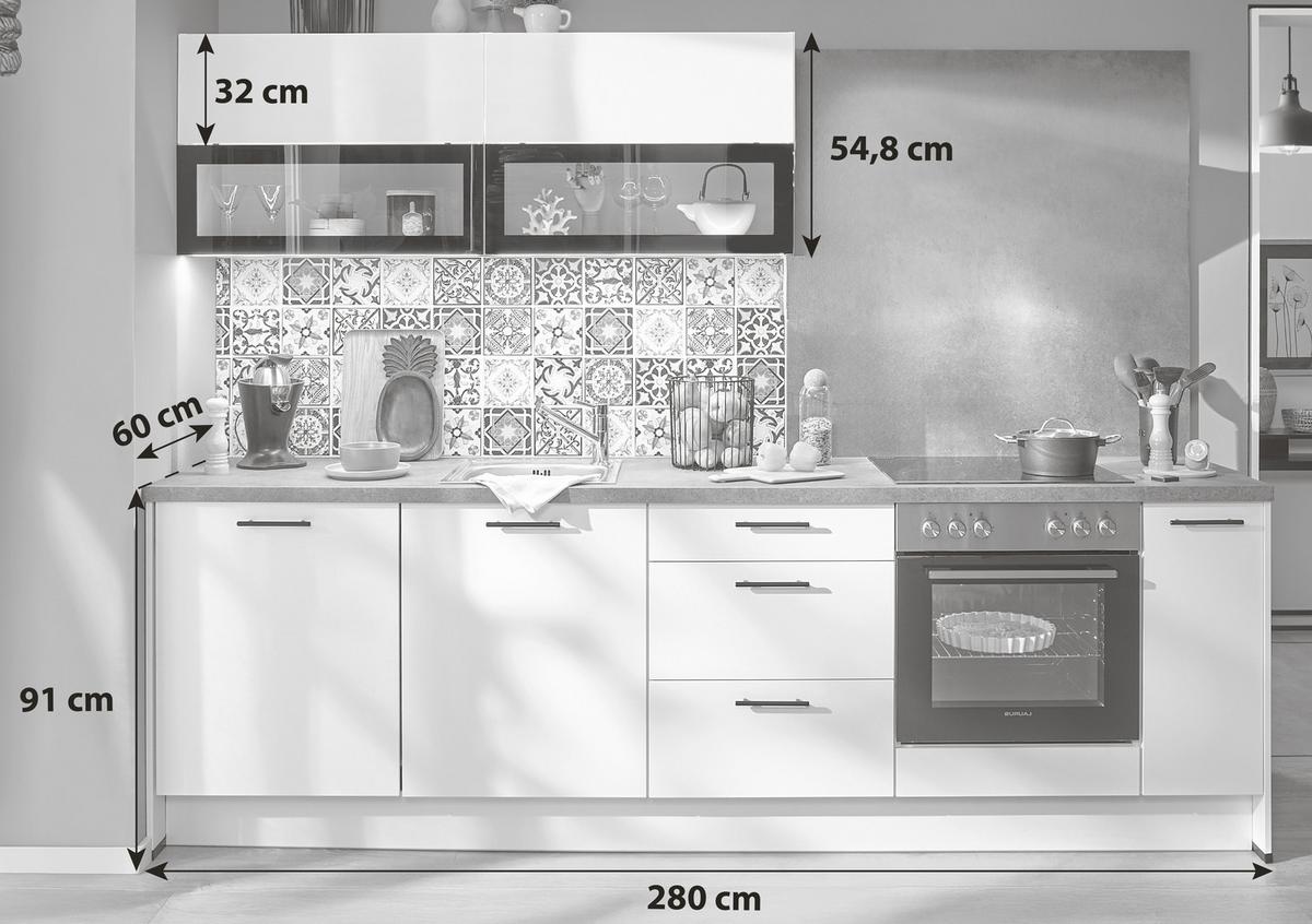 KÜCHENBLOCK PN210 - Weiß, LIFESTYLE, Holzwerkstoff (280cm) - Pino