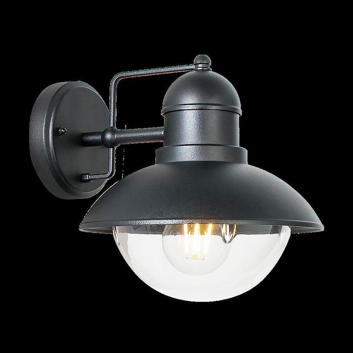 Led Kültéri Falilámpa Hector - fekete/átlátszó, Basics, műanyag/fém (22/21/25cm)