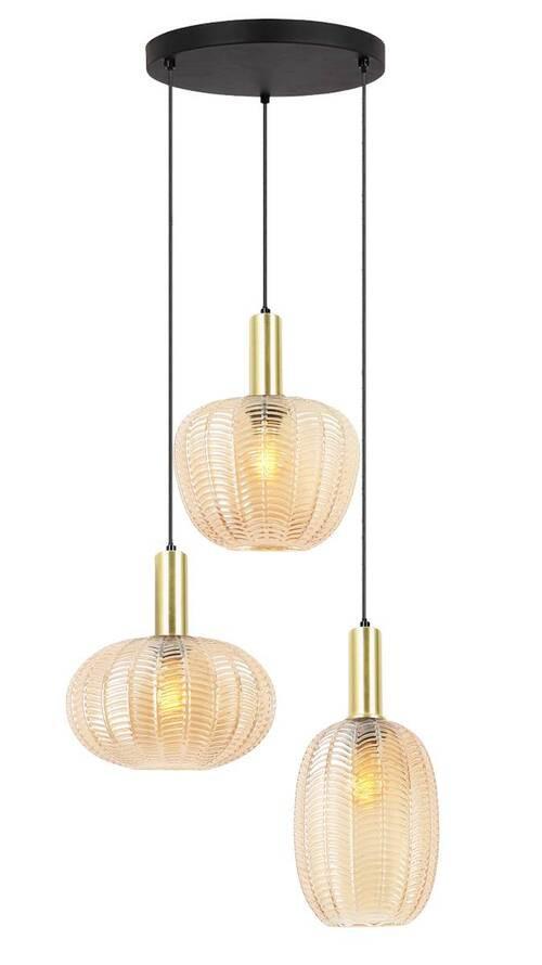 Hängeleuchte Jil H: 120 cm 3-Flammig - Bernsteinfarben, MODERN, Glas/Metall (45/45/120cm) - James Wood