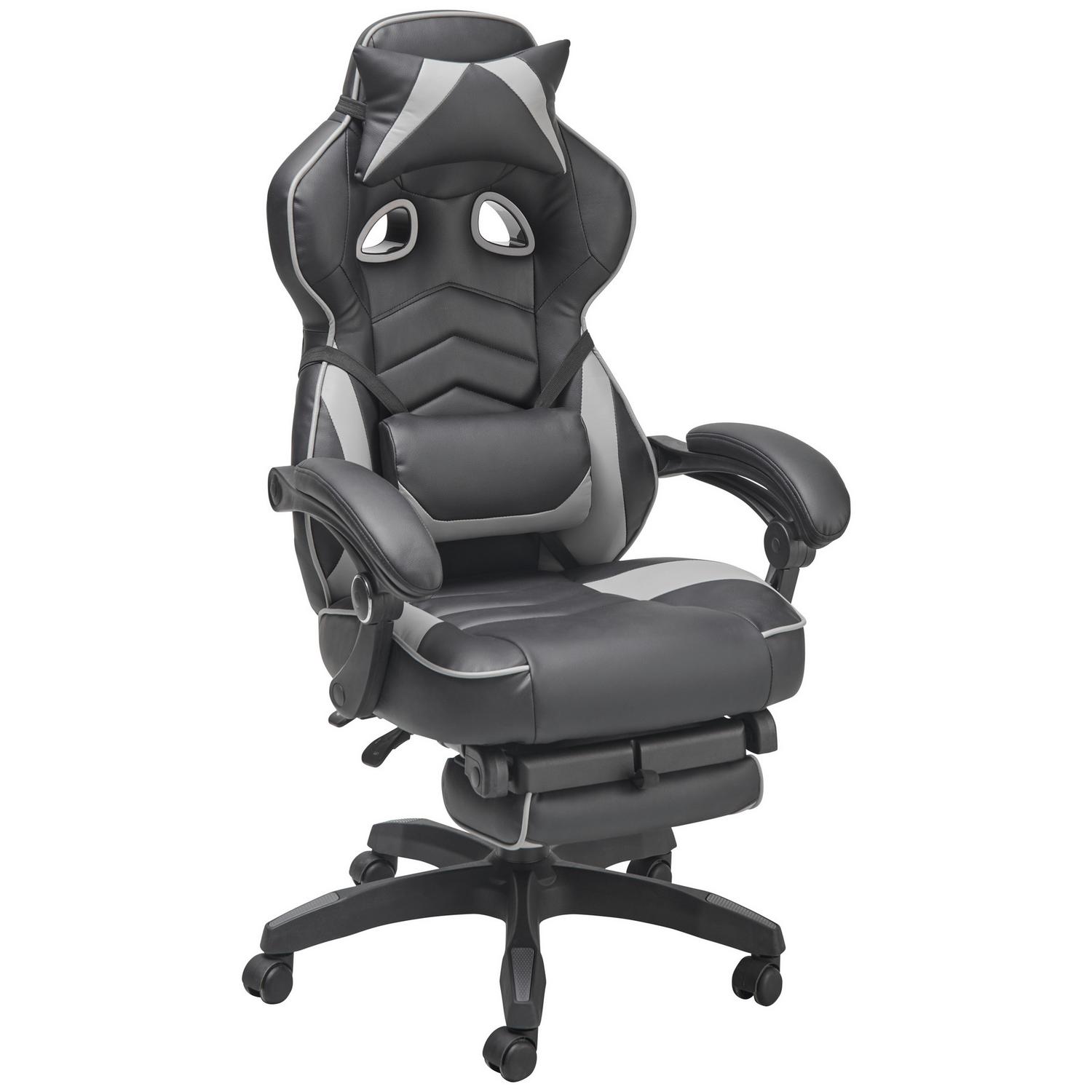 Gaming Stuhl Yaira Grau/Schwarz Grau, Schwarz 68,5x116-124x65 cm