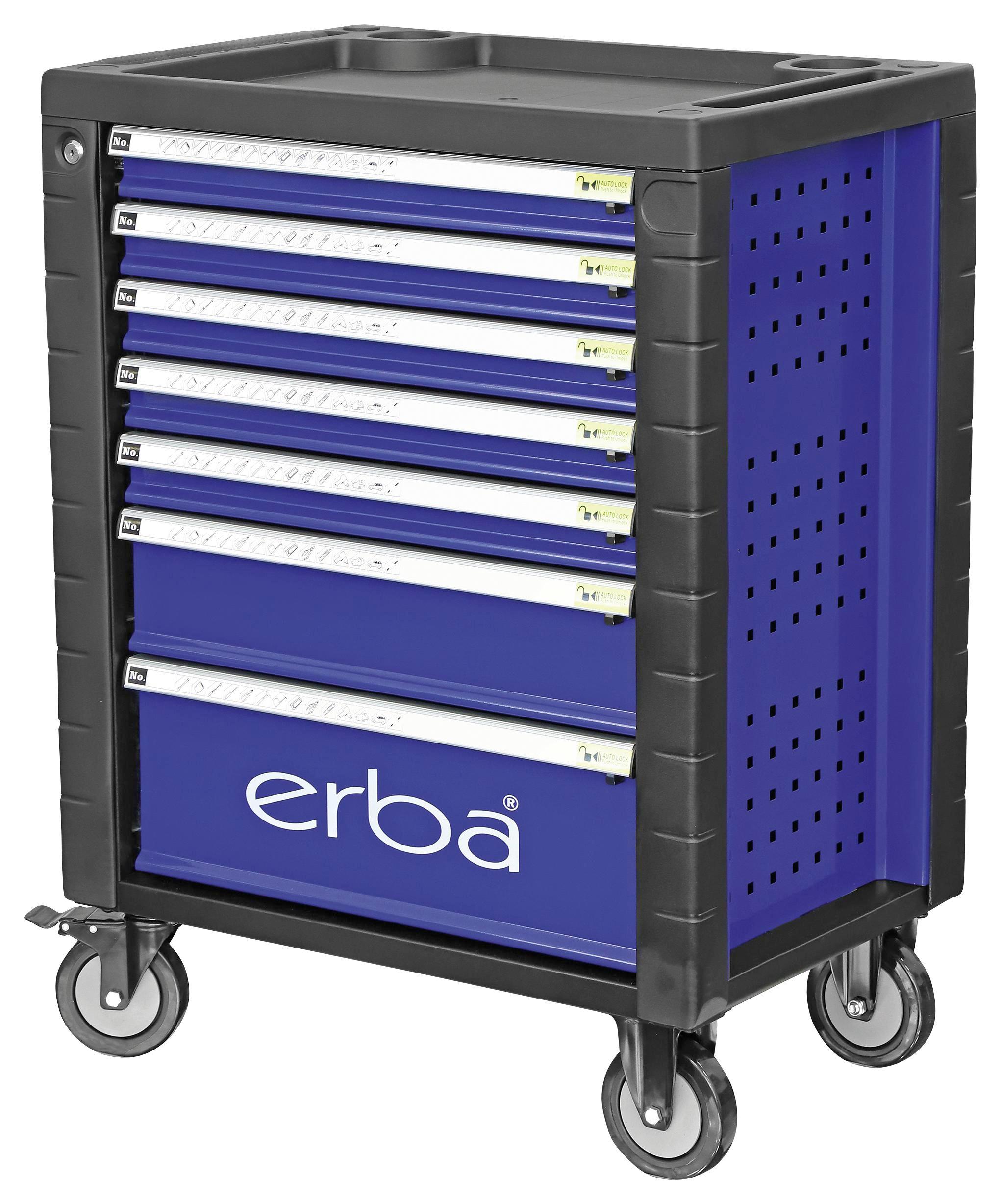 Werkstattwagen mit 7 Schubladen - Blau/Schwarz, MODERN, Kunststoff/Metall (76/84/49cm) - Erba