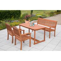 Gartenbank Echtholz 3-Sitzer Maracaibo mit Rückenlehne - Naturfarben, KONVENTIONELL, Holz (157/91/63,5cm) - Gardenson