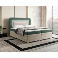 Boxbett Nest Lf:160x200 D.grün/Beige/Mgrün - Dunkelgrün/Beige, MODERN, Holz/Kunststoff (160/200cm) - MID.YOU