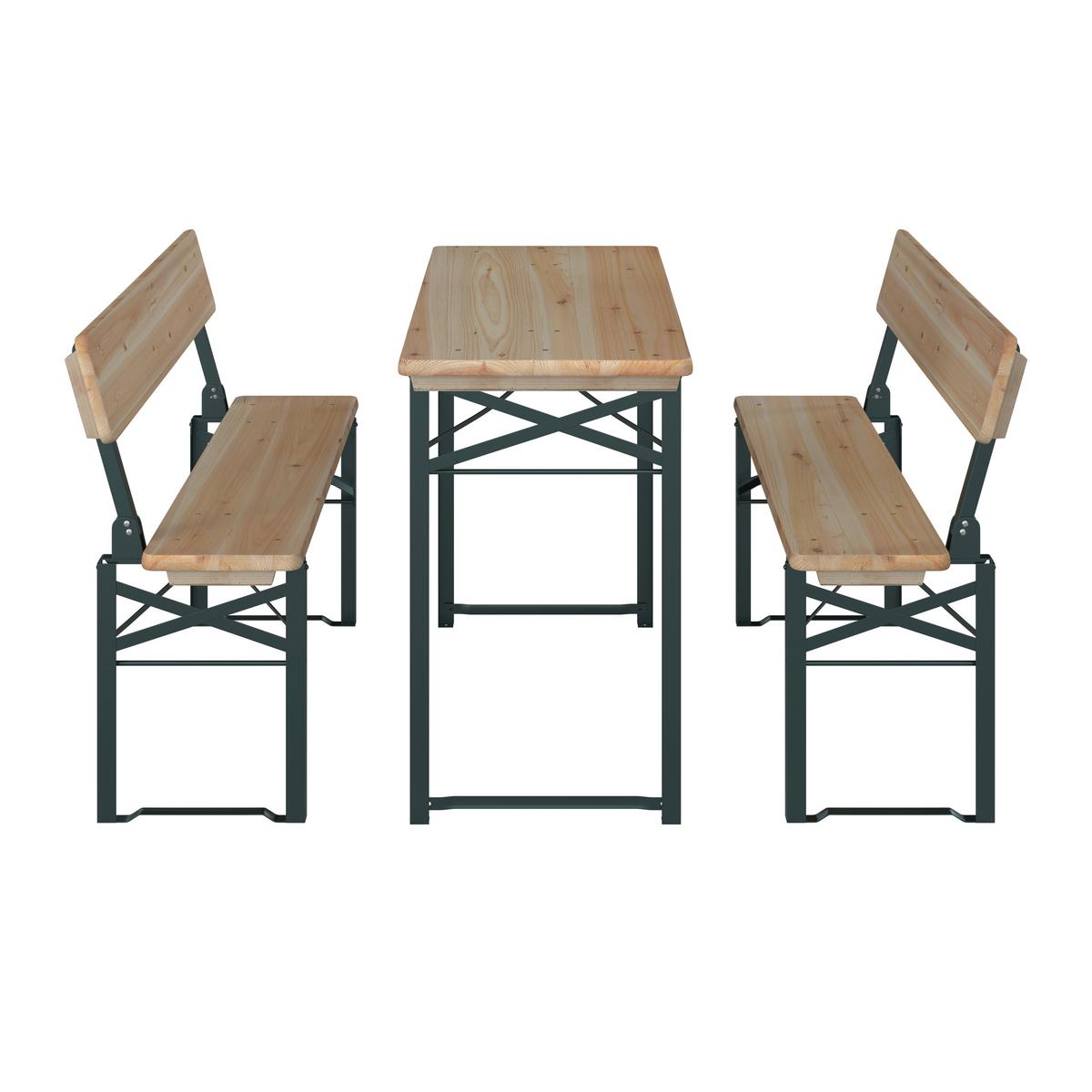 Biertischgarnitur 3-Tlg Marco aus Holz/Metall - Schwarz/Naturfarben, MODERN, Holz/Metall (117/117/75/83.5/45/39cm) - James Wood