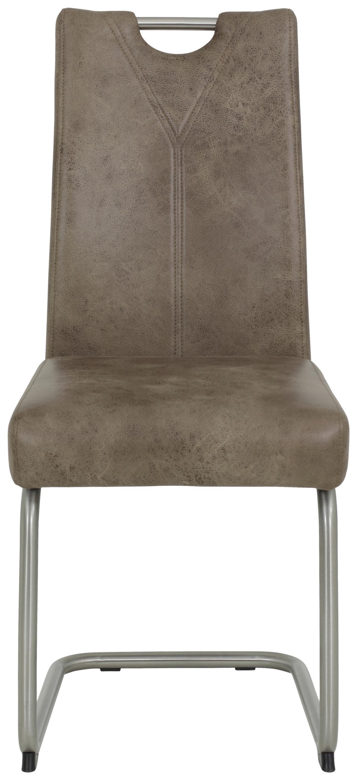 Schwingstuhl Sophia S Schlamm Gepolstert 2er-Set - Edelstahlfarben/Schlammfarben, MODERN, Textil/Metall (43/99/58cm) - MID.YOU