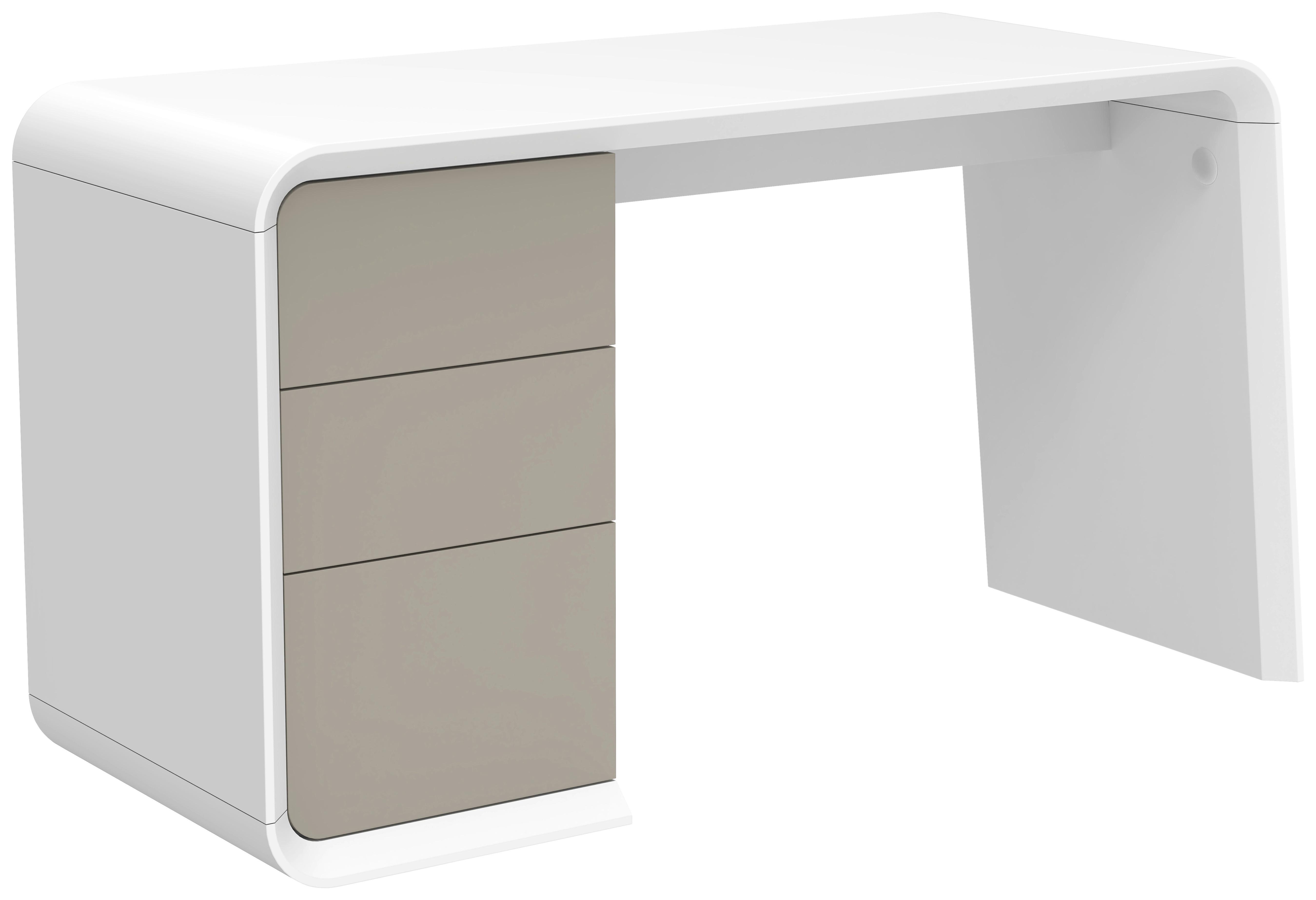 Schreibtisch mit Stauraum B 55cm H 76cm Memphis Weiß/Taupe