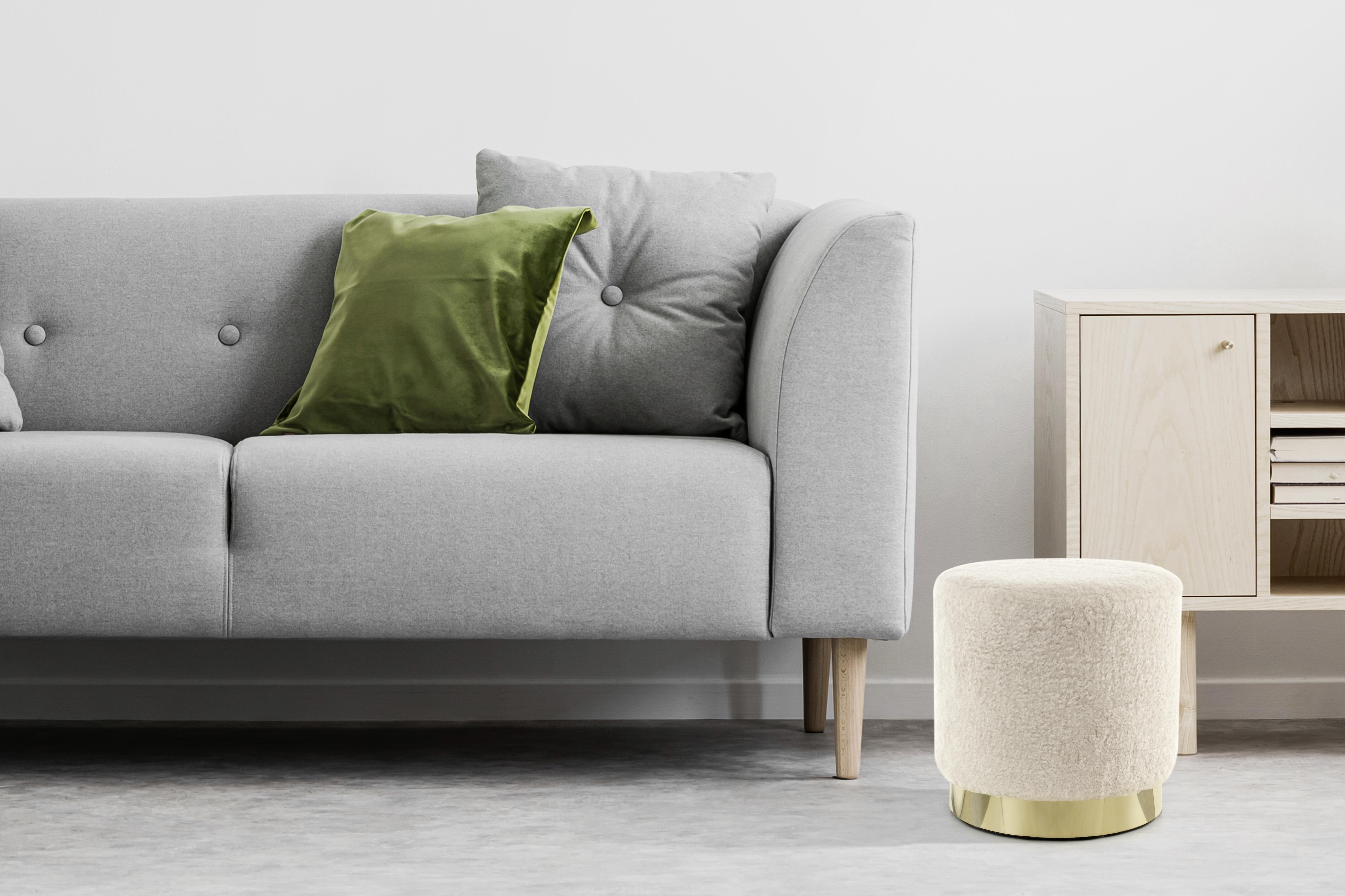 Pouf Plüsch Goldfarben/Beige D/H: ca. 35x35 cm - Beige/Goldfarben, Basics, Textil/Metall (35/35/35cm) - Kayoom