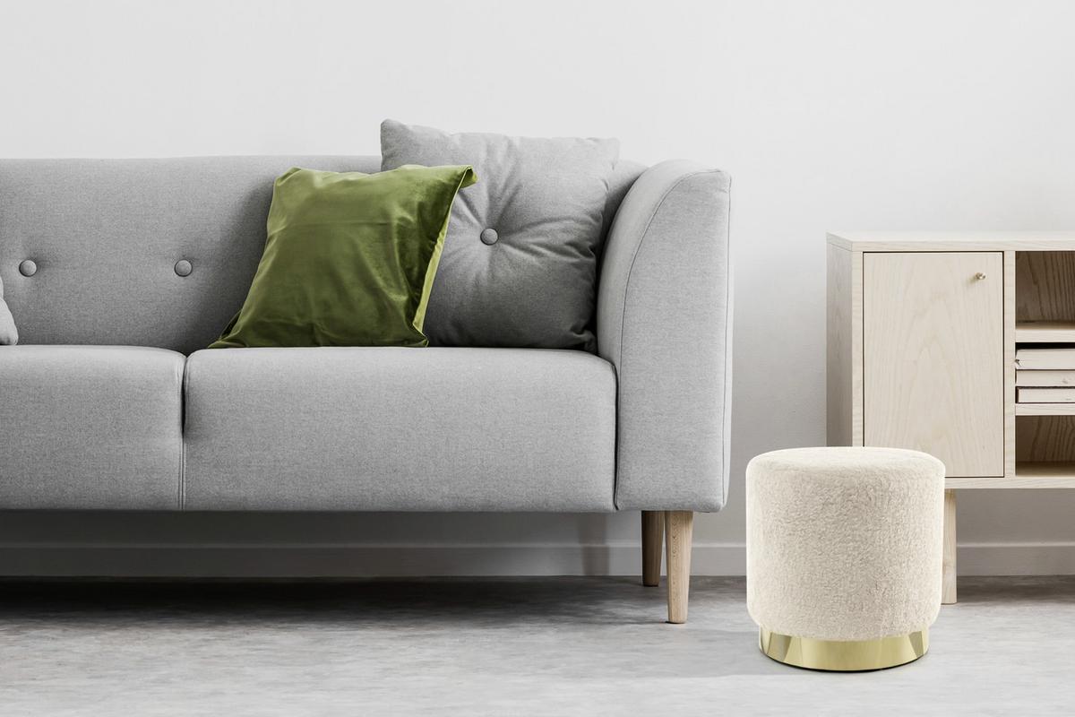 Pouf Plüsch Goldfarben/Beige D/H: ca. 35x35 cm - Beige/Goldfarben, Basics, Textil/Metall (35/35/35cm) - Kayoom