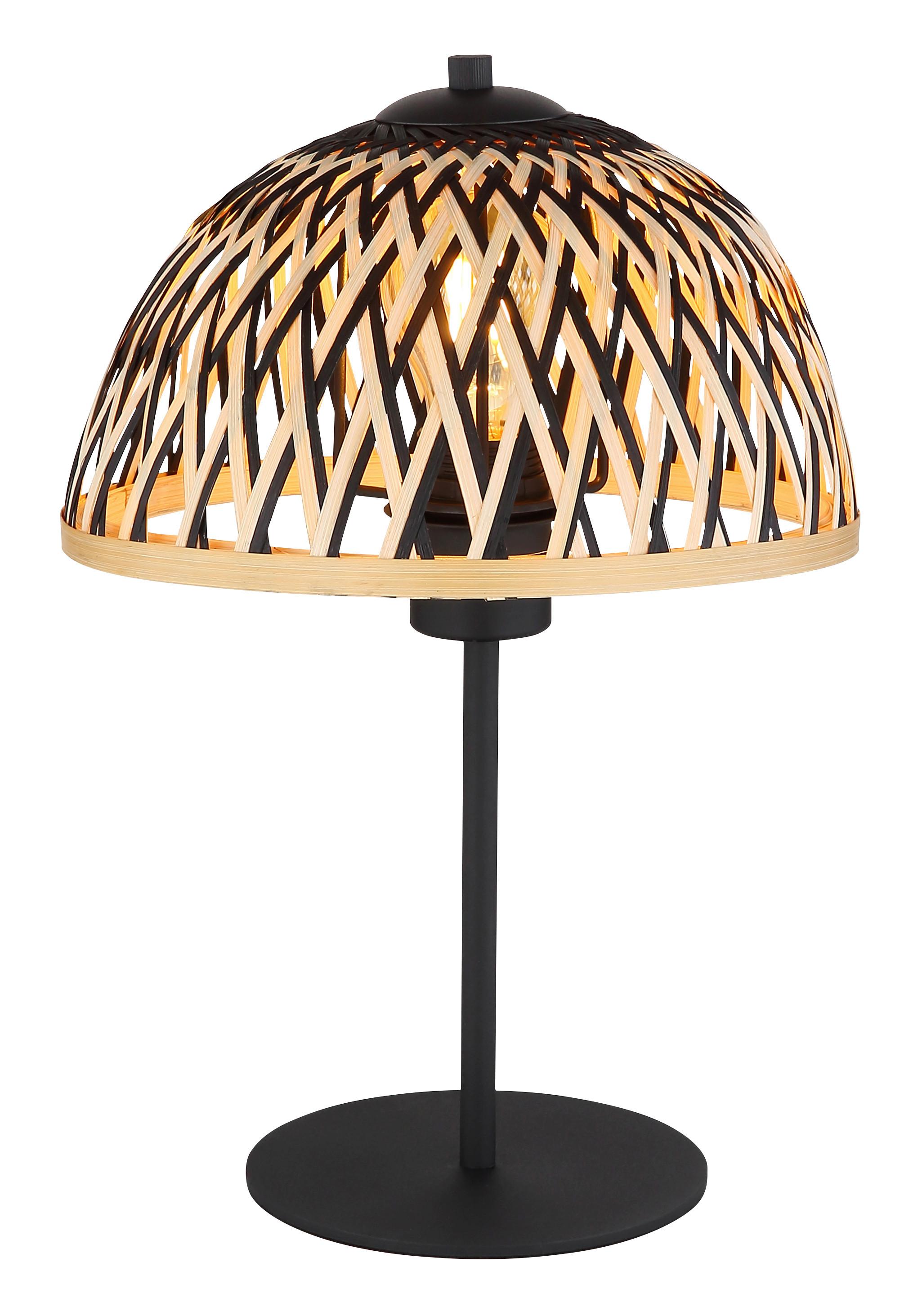 Tischleuchte 15767t - Schwarz/Naturfarben, Natur, Naturmaterialien/Metall (25/37cm) - Globo