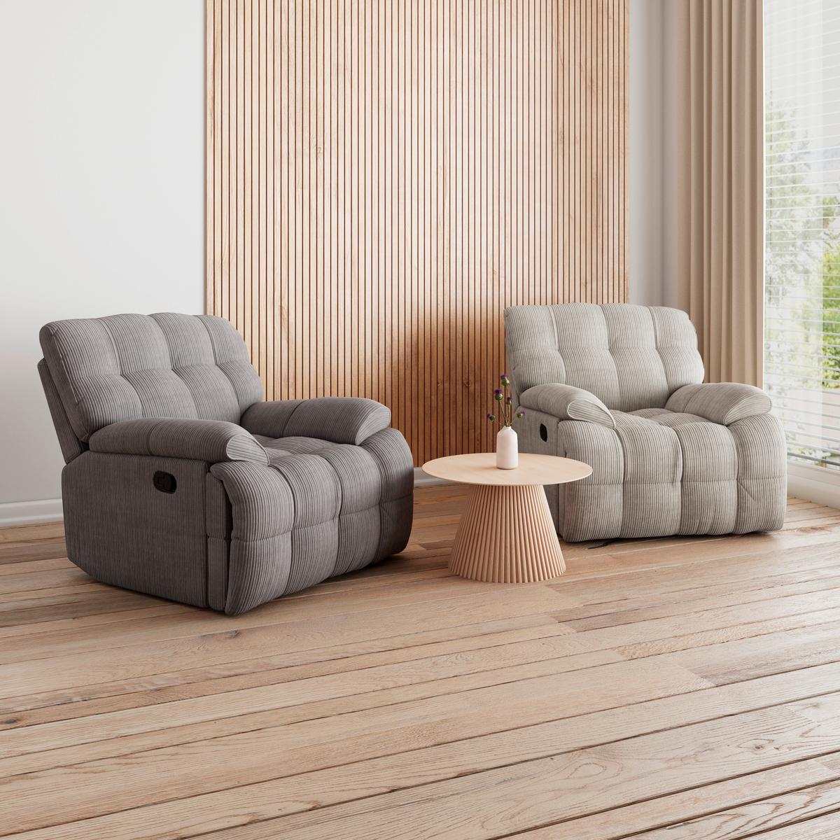 Relaxační křeslo NATALIE, tmavě šedé - černá/tmavě šedá, Moderní, kov/dřevo (98/94/106cm) - Bessagi Home