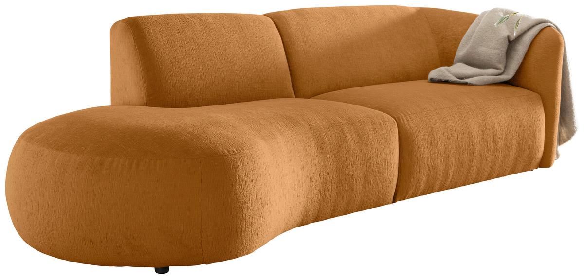 Ecksofa Jesi, Goldfarben S: 107x238 Cm - Goldfarben/Schwarz, MODERN, Textil (107/238cm) - Livetastic