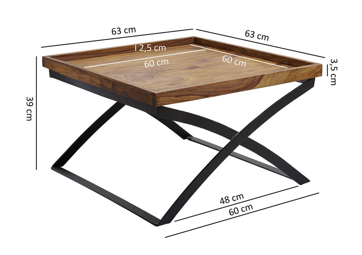 Konferenční stolek WL5.595 masív - černá/barvy sheesham, Design, kov/dřevo (63/63/39cm) - MID.YOU