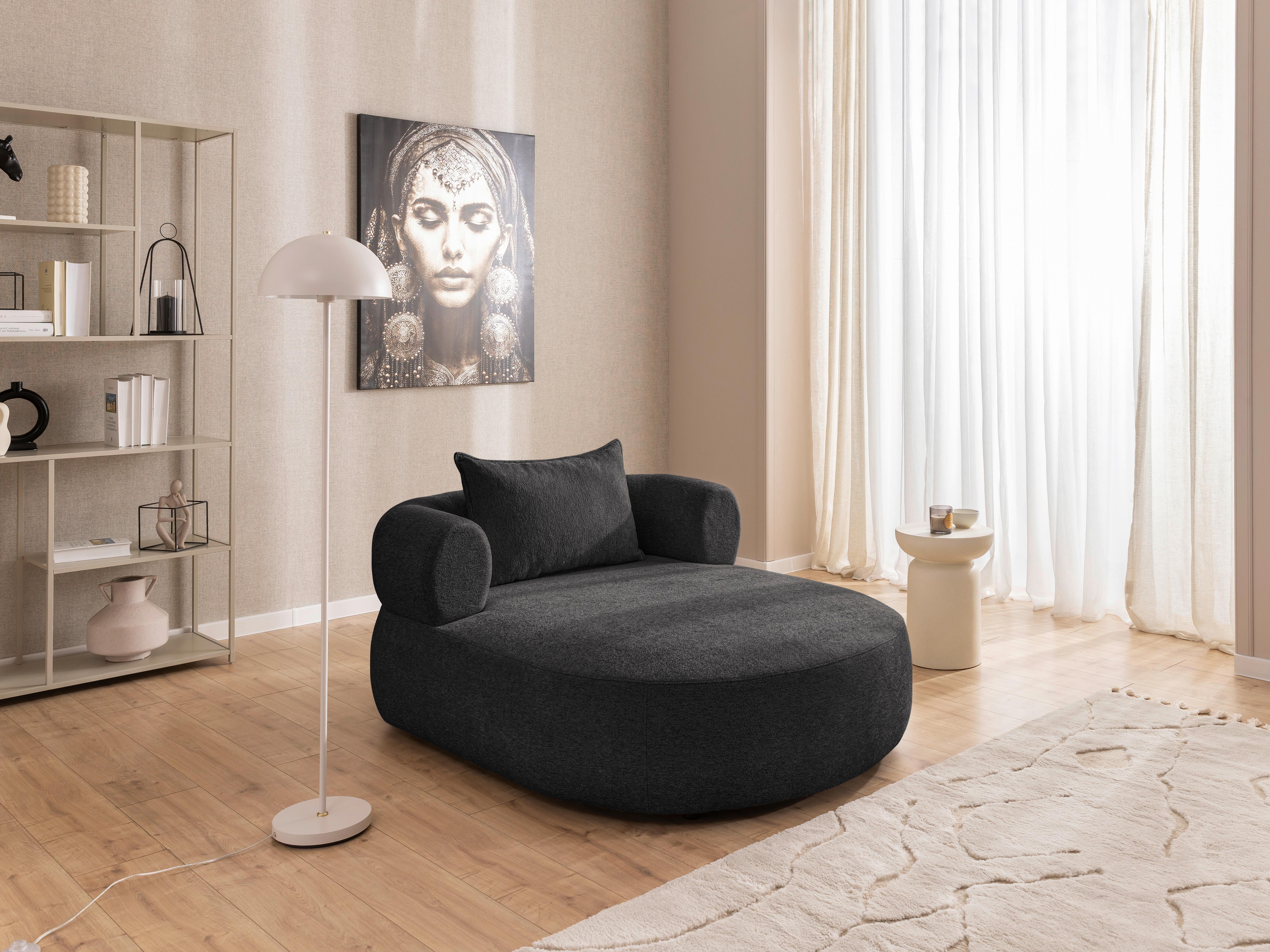 XXL-Sessel Ferro Schwarz B: 122 cm - Schwarz, Design, Textil (122/76/156cm) - Livetastic