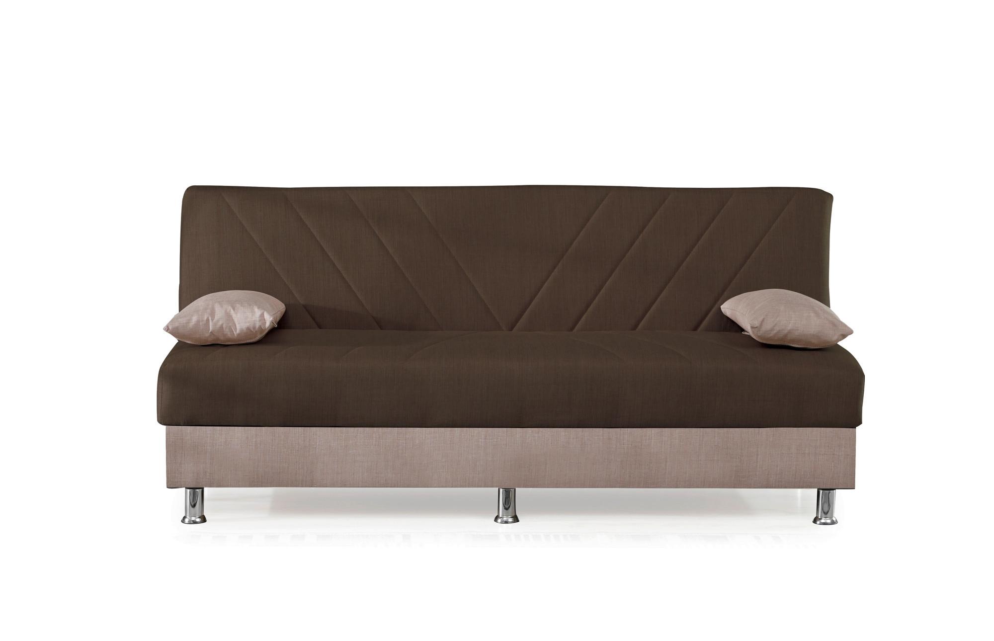 3-Sitzer-Sofa Freetown Mit Schlaffunktion Braun/Creme - Chromfarben/Beige, Design, Textil (190/82/82cm) - Livetastic