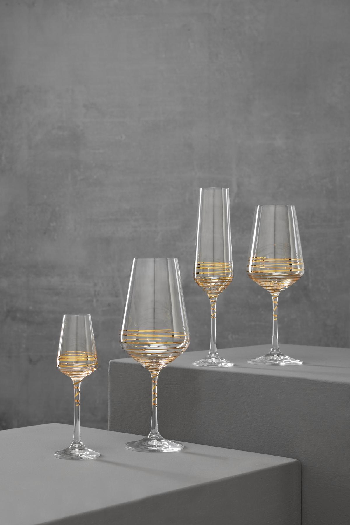 Sklenice na červené víno Elegance, ca 550ml - čiré/barvy zlata, Moderní, sklo (0,55l) - Bohemia