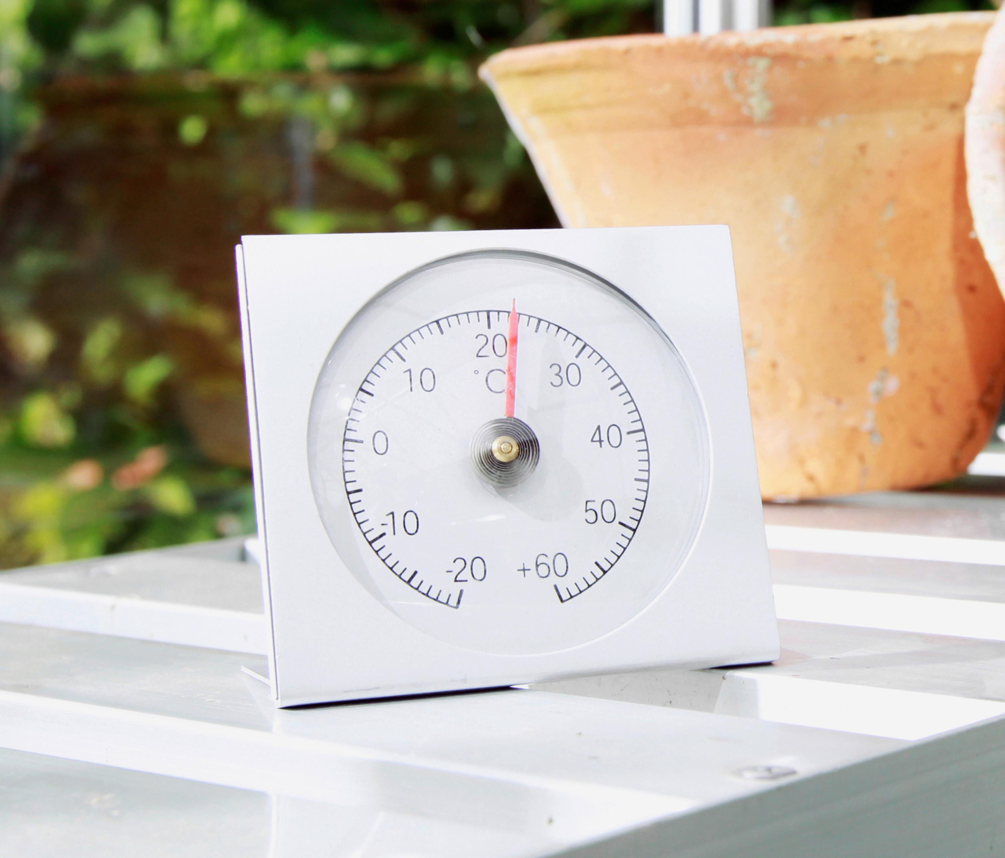Außenthermometer analog witterungsbeständig - Alufarben, Basics, Metall (8/8/4cm)