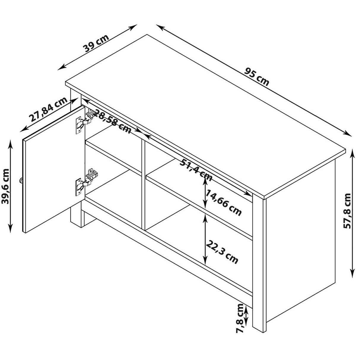 Lowboard Emerald Eiche Dekor B: 95cm - Sonoma Eiche, Design, Holzwerkstoff (95/58/39cm) - MID.YOU