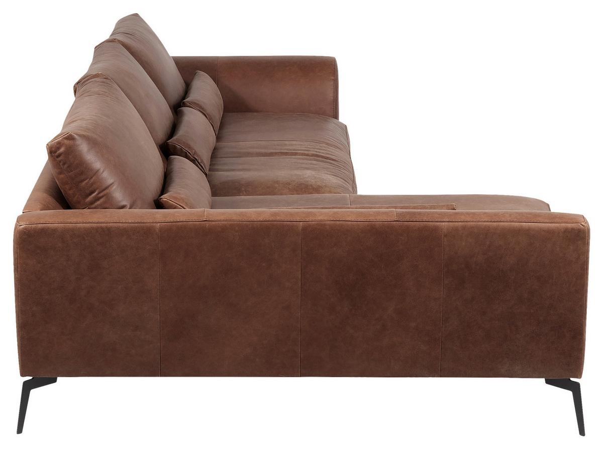 Ecksofa Berlin Braun S: 172 cm - Schwarz/Braun, Design, Leder (172/313cm) - Livetastic