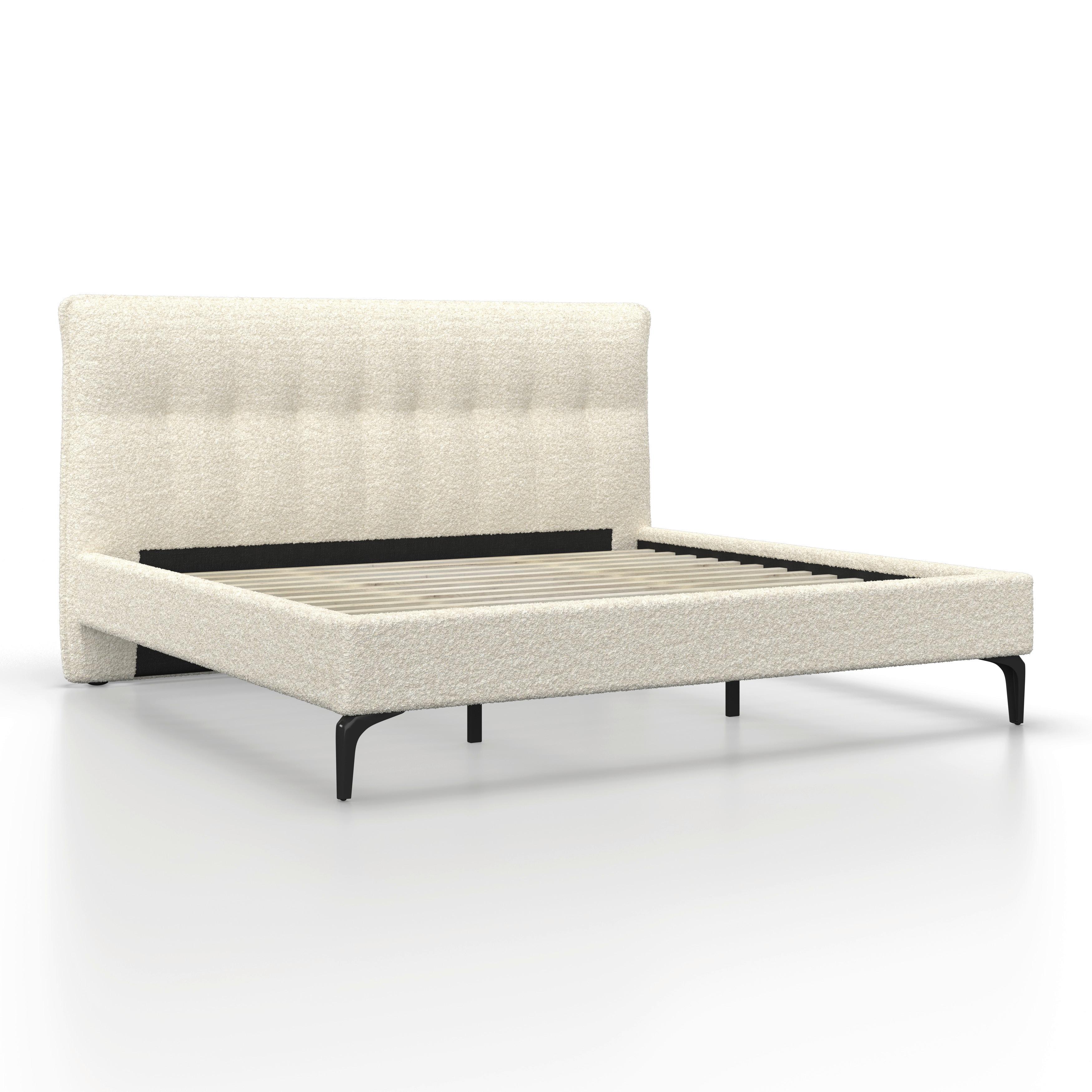 Čalouněná postel CLEA 180x200, krémová - černá/slonovinová, Moderní, kov/dřevo (180/200cm) - Bessagi Home