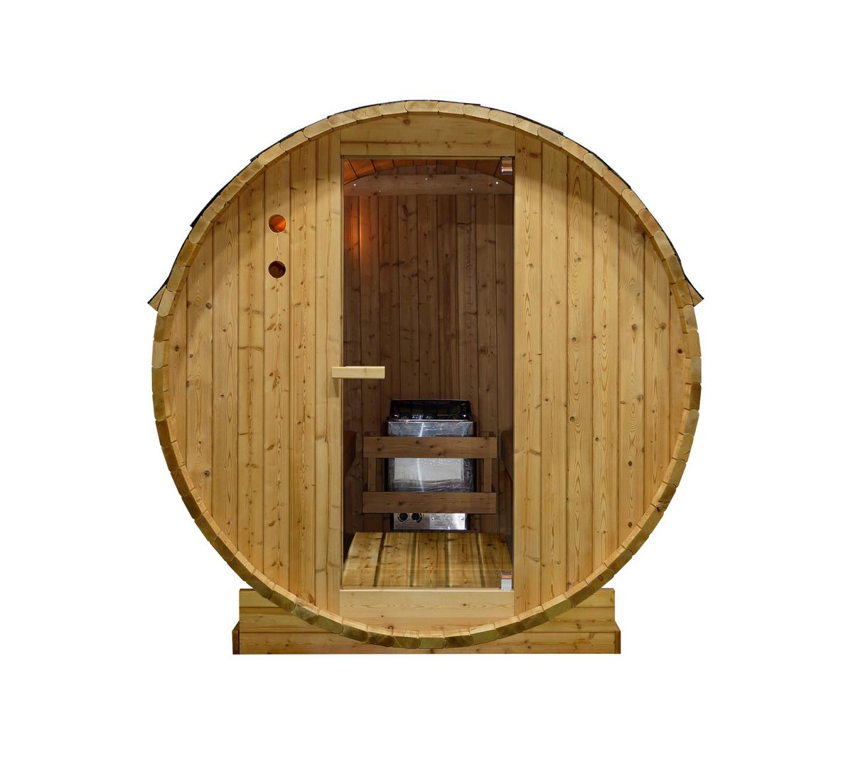 Saunafass Tromsö Fichtefarben B: 180 cm - Fichtefarben, KONVENTIONELL, Glas/Holz (189/180/191,5cm) - Sanotechnik