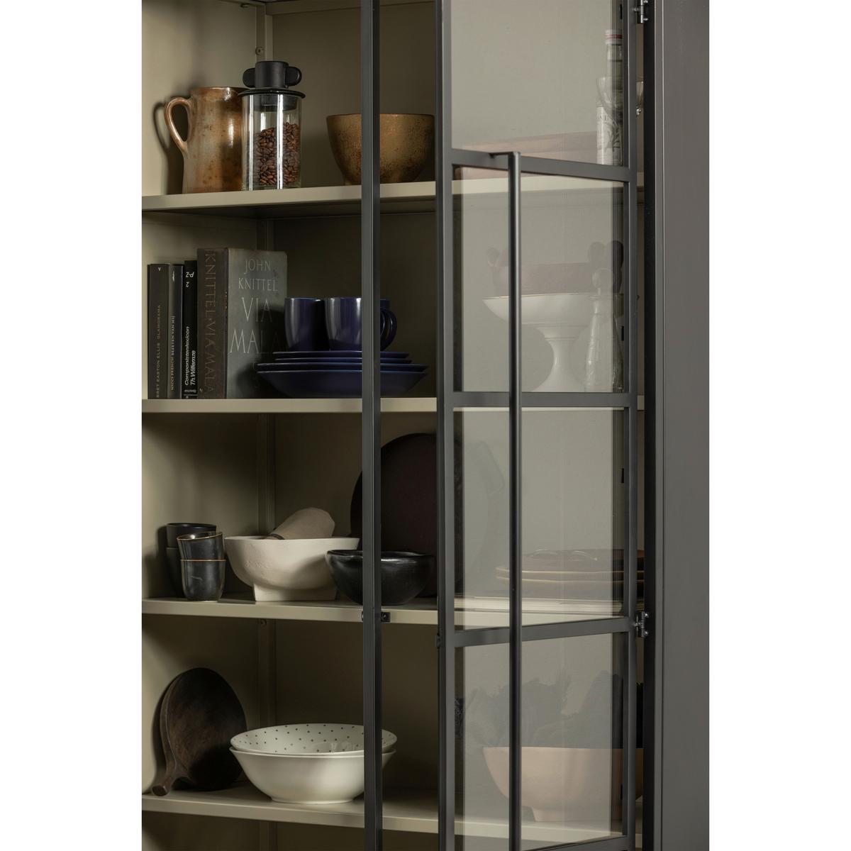 Vitrine Exhibit Schwarz B: 96 cm - Schwarz, Design, Glas/Metall (96/200/40cm) - Livetastic