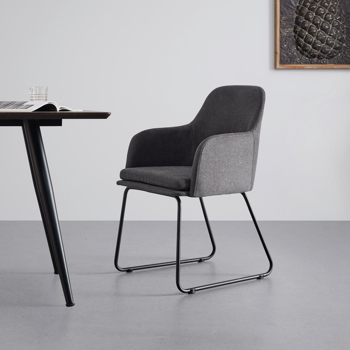 Stolička s podrúčkami MIA tmavosivá - čierna/tmavosivá, Modern, kov/textil (55,5/83/55cm) - Bessagi Home