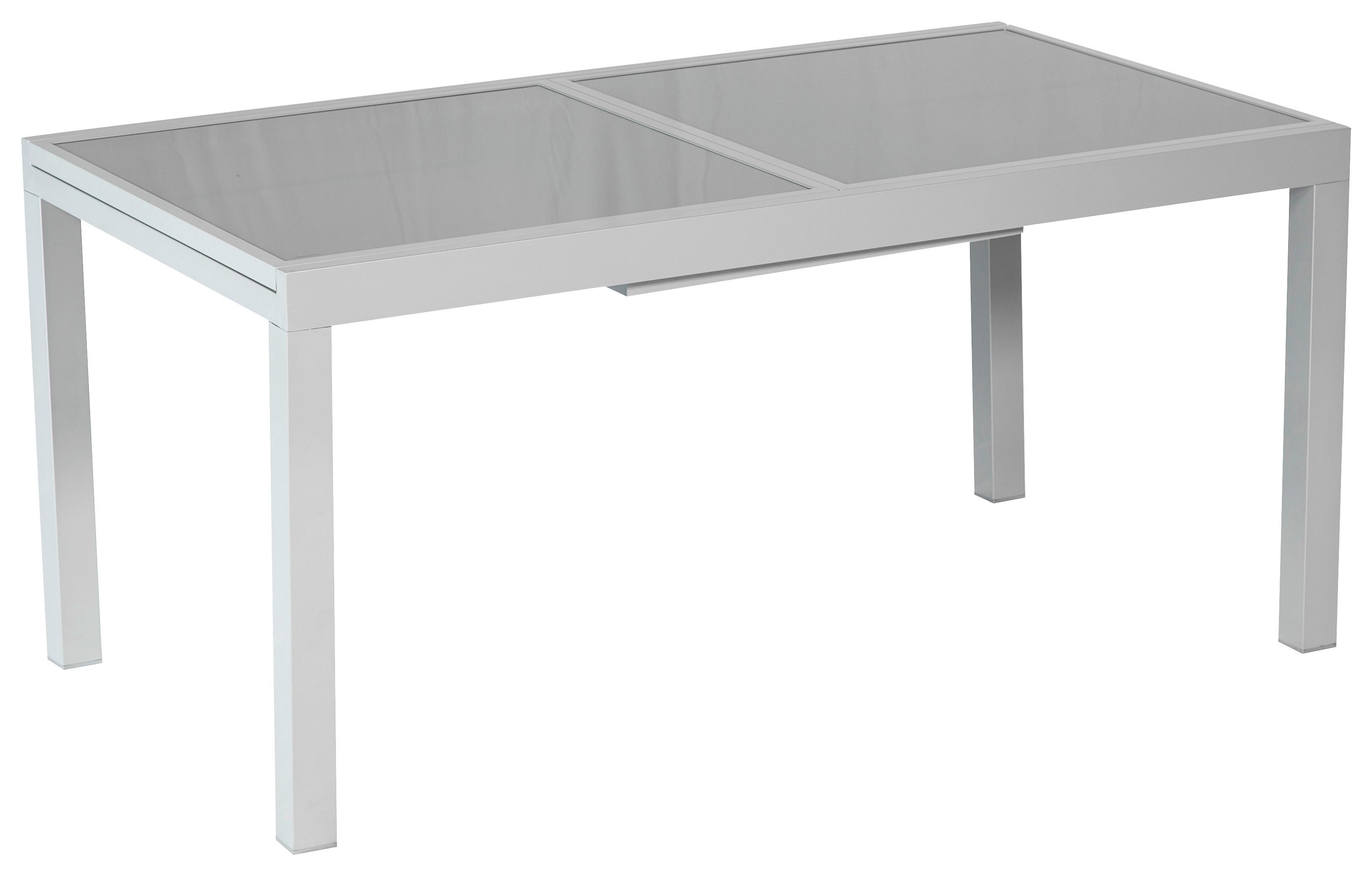 Gartentisch Ausziehbar Metall/ Glas L: 120-180 cm - Silberfarben, KONVENTIONELL, Glas/Metall (120/90/75cm) - Gardenson