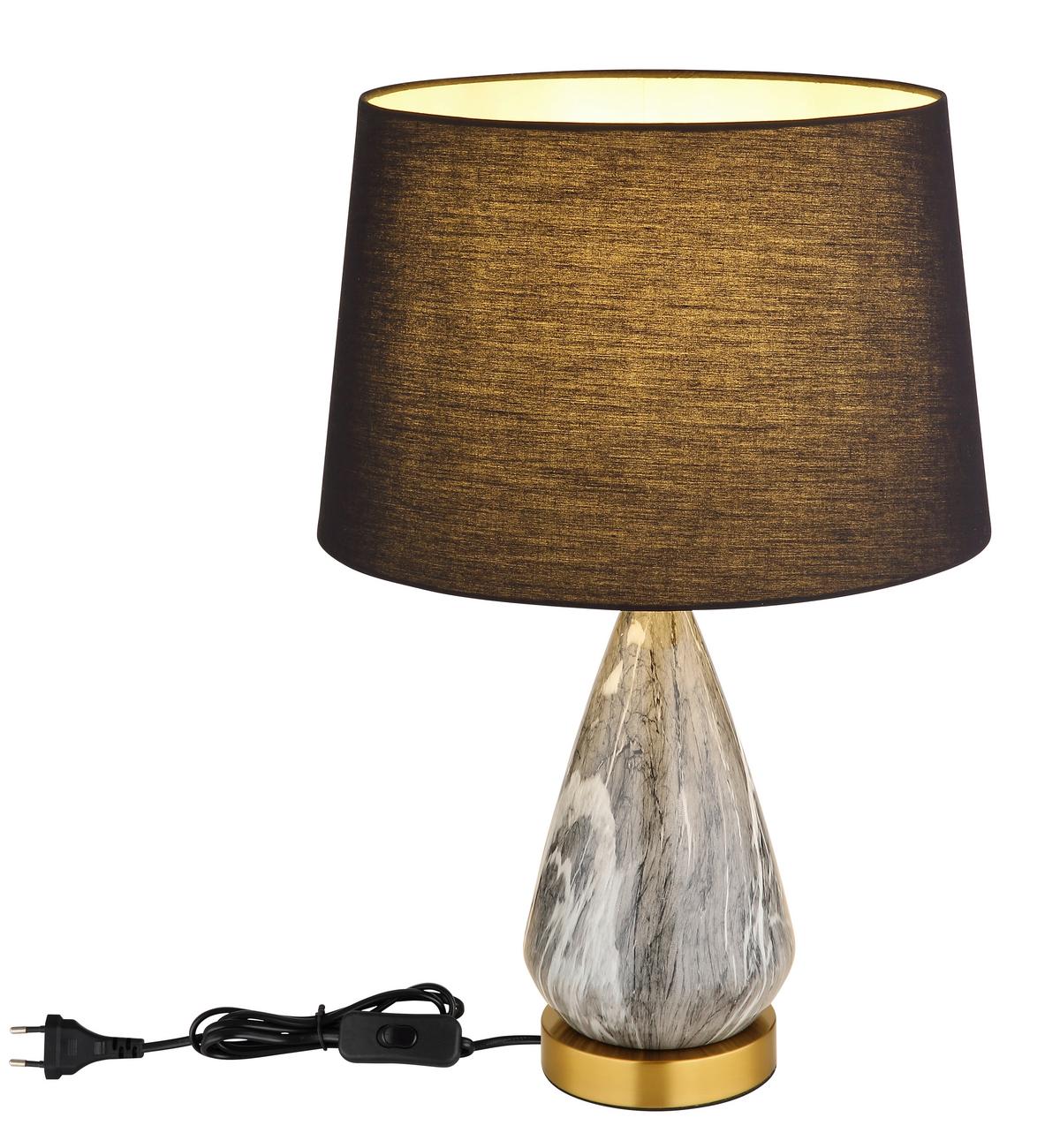 Tischleuchte 24147b - Messingfarben/Schwarz, KONVENTIONELL, Textil/Metall (35/54cm) - Globo