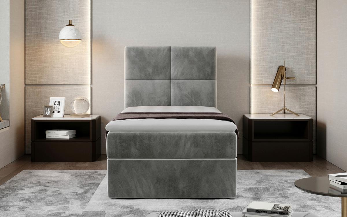 Boxbett Rivia Beige Lf: 90x200 cm - Beige/Silberfarben, MODERN, Holz/Textil (90/200cm) - MID.YOU