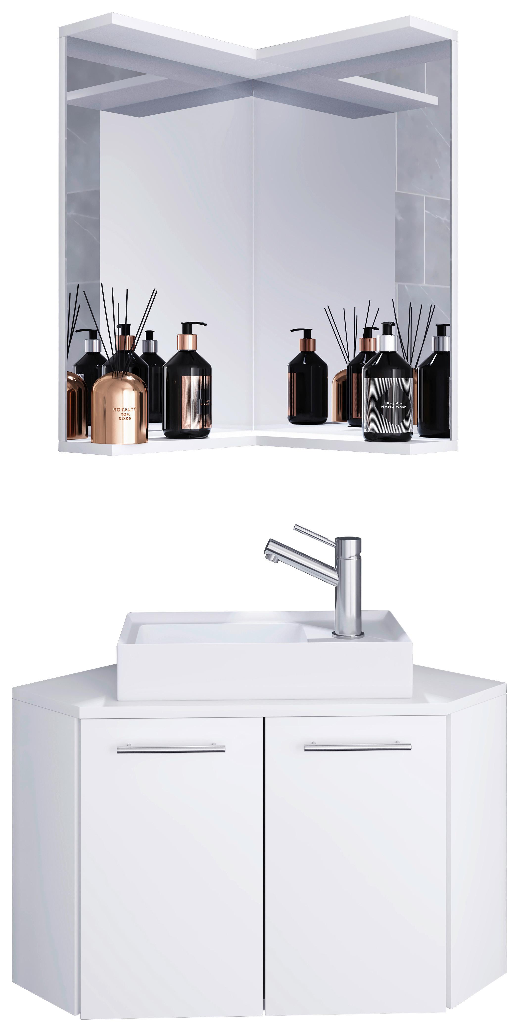 Badmöbel-set 3-tlg. Hängend Vilosa B: 50 Cm Weiß - Weiß, MODERN, Keramik (50cm) - MID.YOU