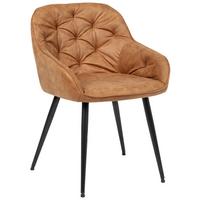 Armlehnstuhl Ancona Braun B: 55 Cm - Schwarz/Braun, ROMANTIK / LANDHAUS, Textil/Metall (55/80/61cm) - Livetastic