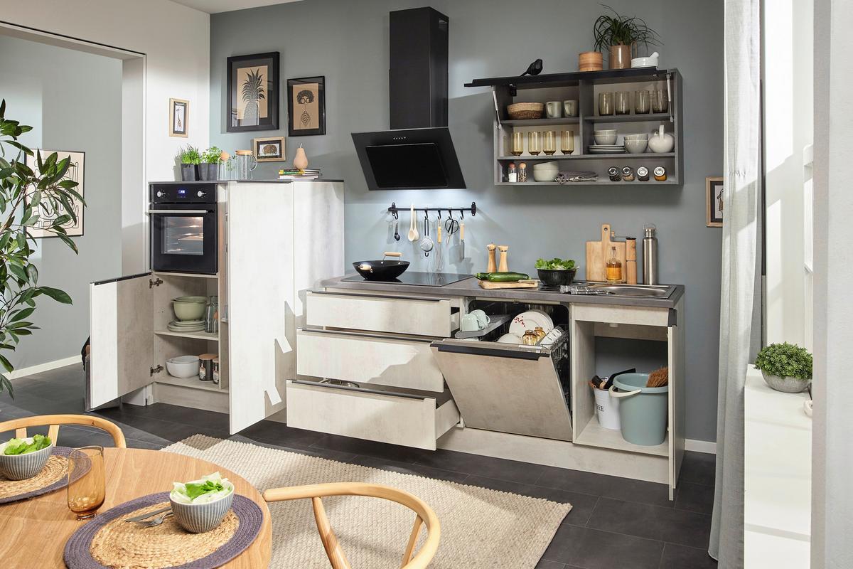 Küchenblock Boston Anthrazit, Weiß B: 321 cm - Anthrazit/Weiß, Basics, Holzwerkstoff (321cm) - MID.YOU