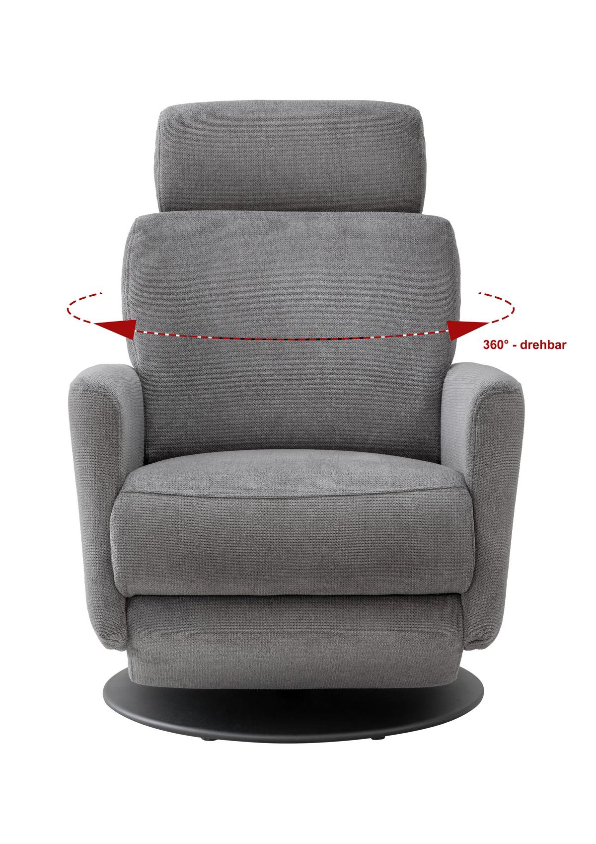 Relaxsessel Centrale T: 87-154 cm, Dunkelgrau - Dunkelgrau/Schwarz, MODERN, Textil (77/105/87-154cm) - Livetastic