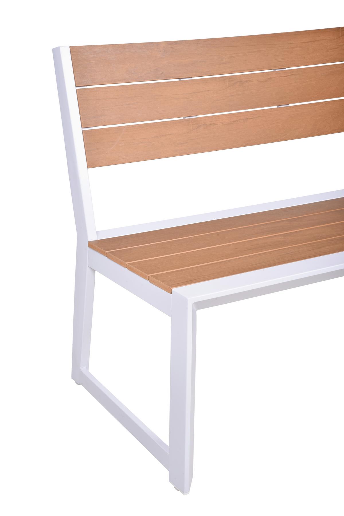 Gartenbank Venice - Weiß/Braun, Basics, Kunststoff/Metall (180/81/59cm) - Gardenson
