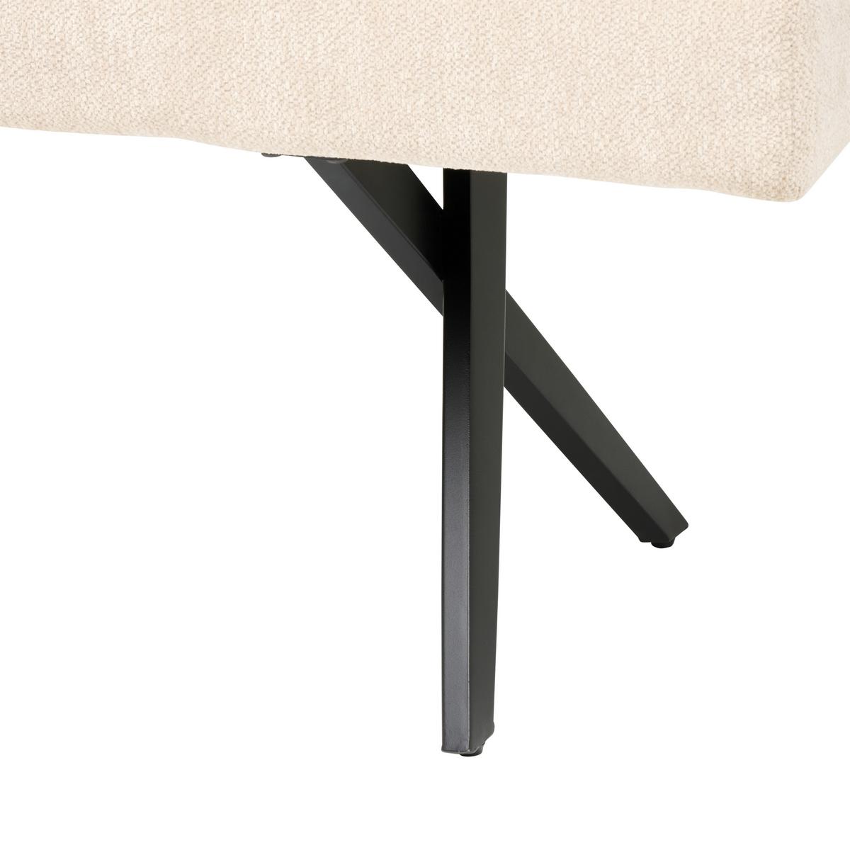 Sitzbank Chios Leinenopti beige, B: 140cm - Beige/Schwarz, KONVENTIONELL, Textil/Metall (140/49/47cm) - MID.YOU