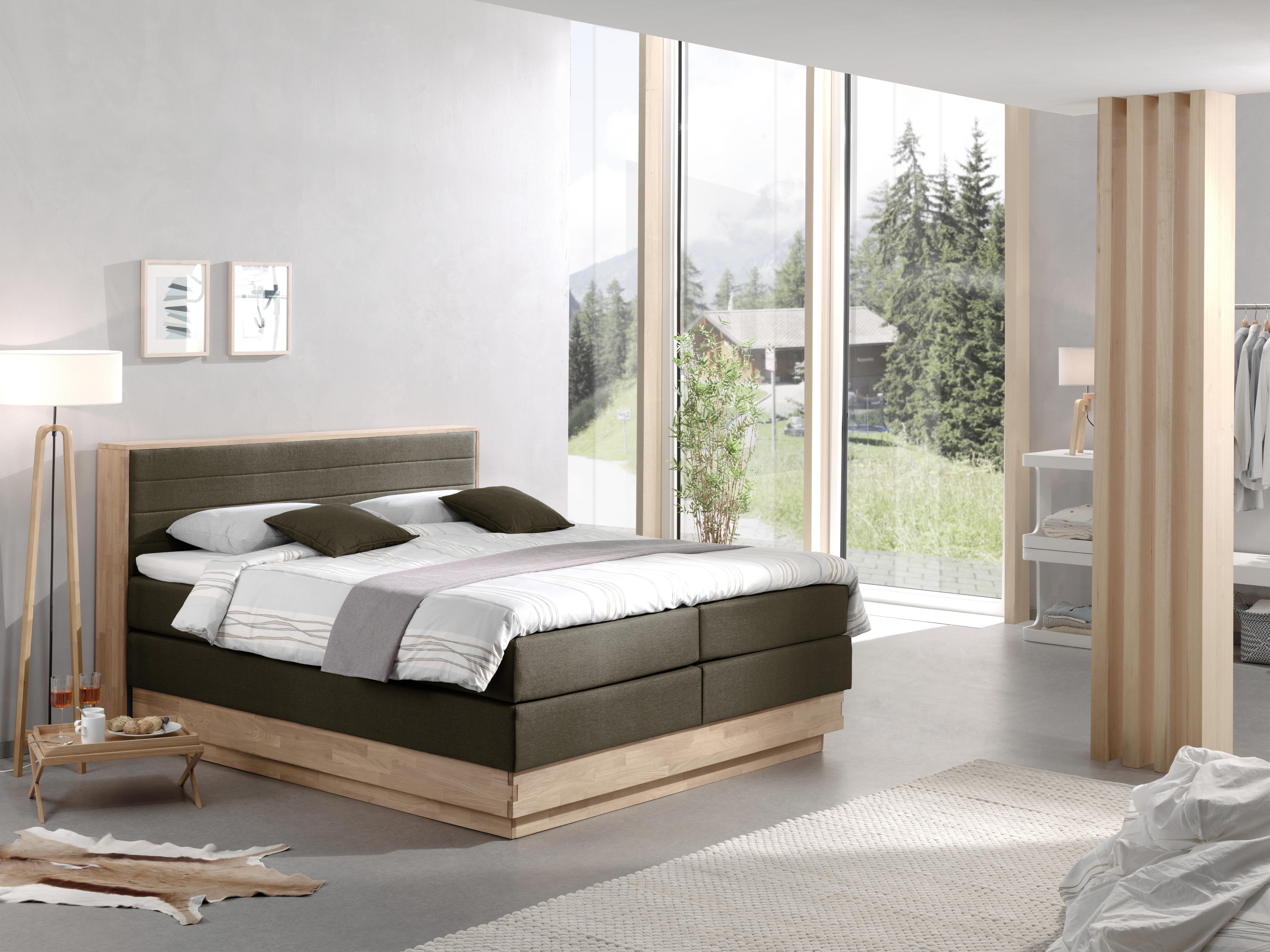 Boxspringbett mit Topper Bettkasten 200x200 cm Moneta - Eichefarben/Schwarz, MODERN, Holz/Textil (200/200cm) - MID.YOU